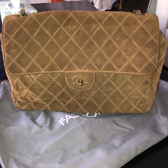 chanel suede flap bag
